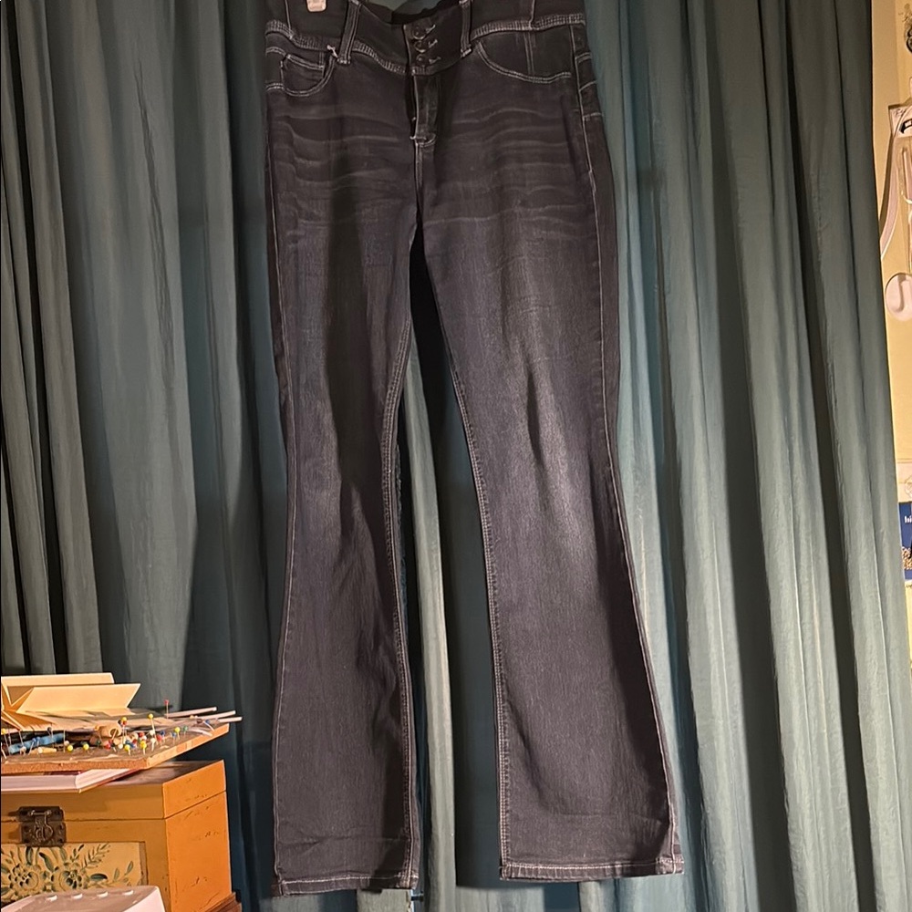 Laurie Felt Elastic Waist Blue Flare & Wide Leg Jeans